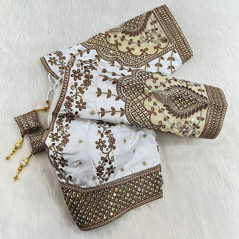 White Color Rajwadi Wedding Blouse (D1704)
