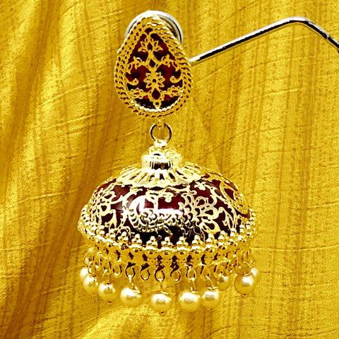 Designer Black Meenakari Gold Jhumki