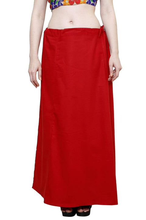 Readymade Petticoat in Red Color for Saree (Cotton)