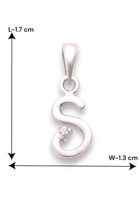 Letter "S" 925 Sterling Silver Small Studded Pendant