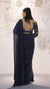 Draped Navy-Blue Saree With Beautiful Sheer Neck Blouse For Party Wear (D36)