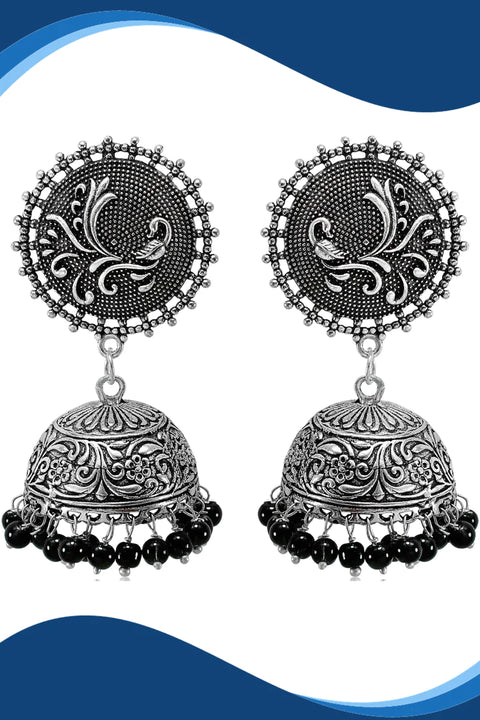 Round Oxidized Designer Jhumki