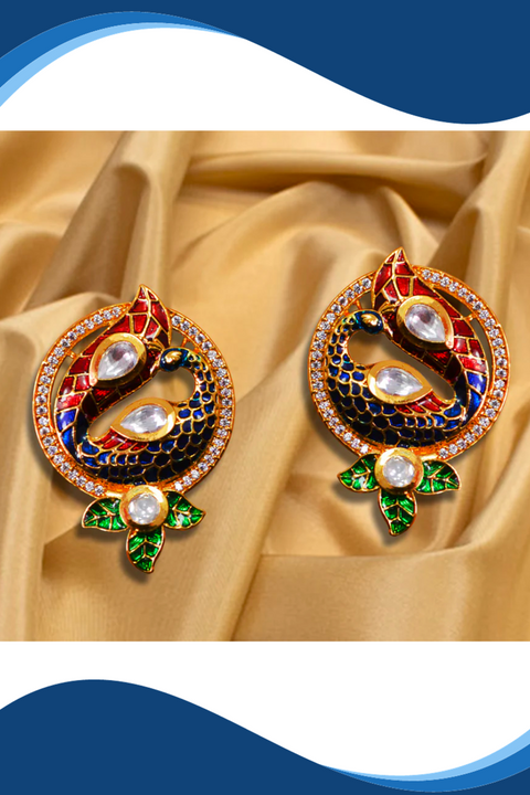 Kundan Gold Plated Studs (E 393)