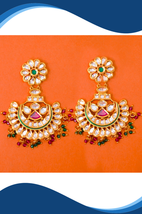 Gold Plated Kundan Earrings