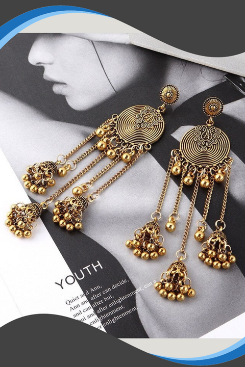Oxidized Golden Color Traditional Jhumki Earrings (E214)