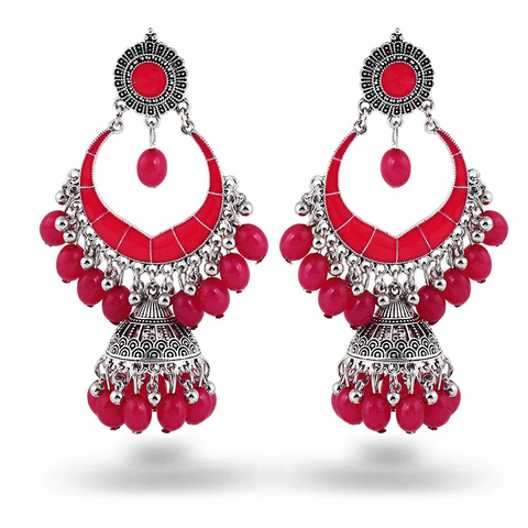 Oxidized Golden Antique Pink Dangle Jhumki (E887)