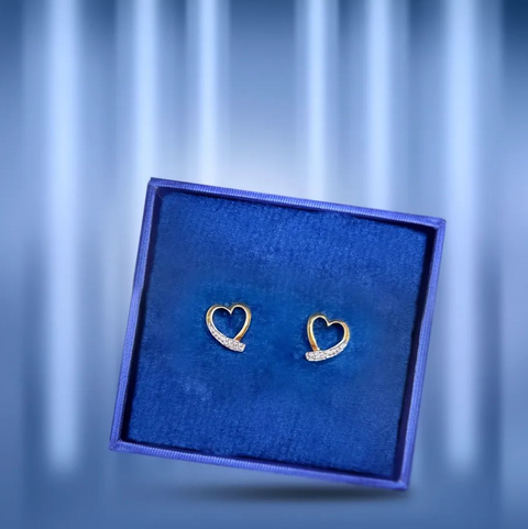 22K Gold and Diamond Heart Earrings