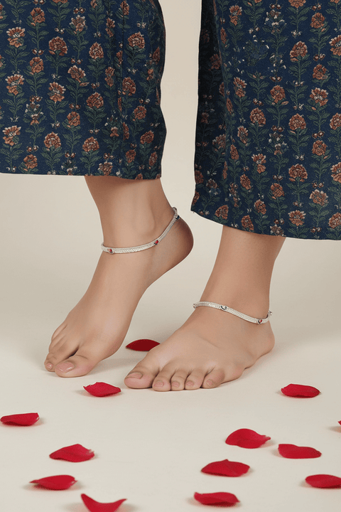 Silver Anklet 10 inches (Set of 2) - Design 103