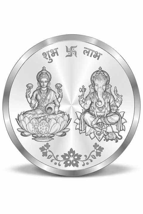 999 Pure Silver Lakshmi Ganesh Coin for Diwali & Pooja – 2.5g (Design 69)