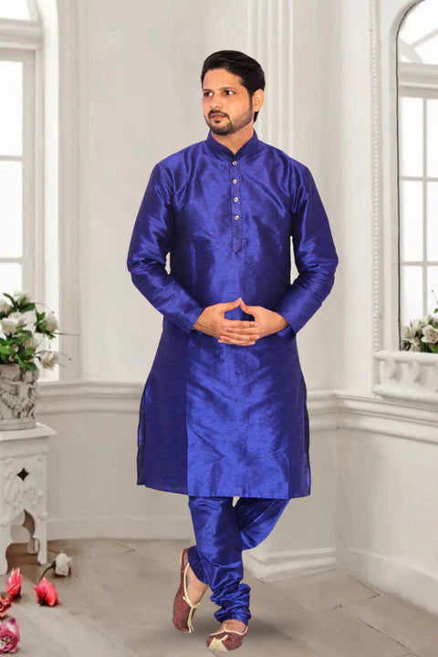 Designer Royal Blue Silk Kurta Pajama (D18)