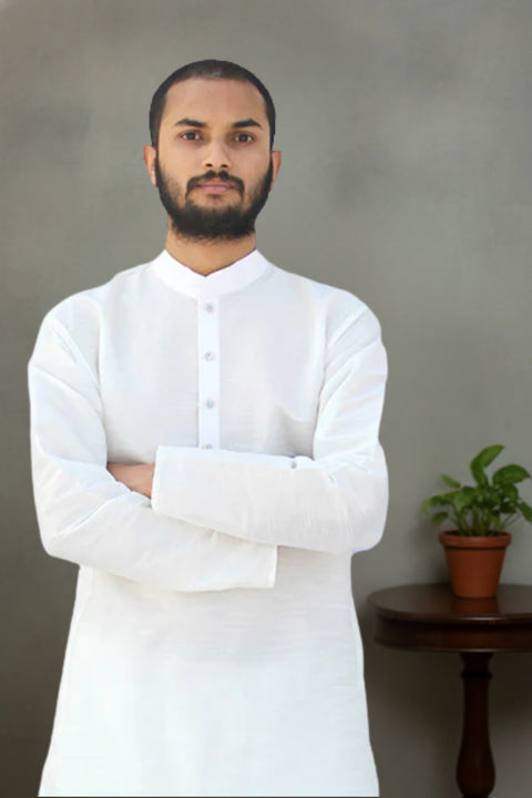 Designer White Silk Kurta Pajama (D17)