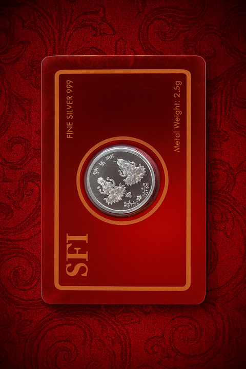 2.5 Gram Silver Coin 999 Pure Silver Lakshmi Ganesha (Design 9)