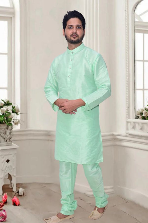 Designer Green Color Silk Kurta Pajama (D281)