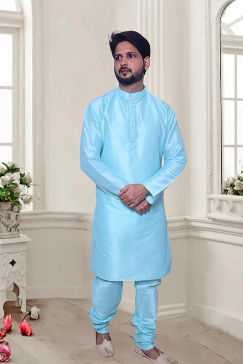 Designer Mint Green Color Silk Kurta Pajama (D282)