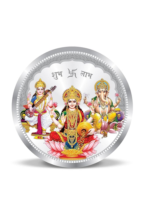 999 Pure Silver Coin – Lakshmi Ganesha Saraswati Design (Design 63)