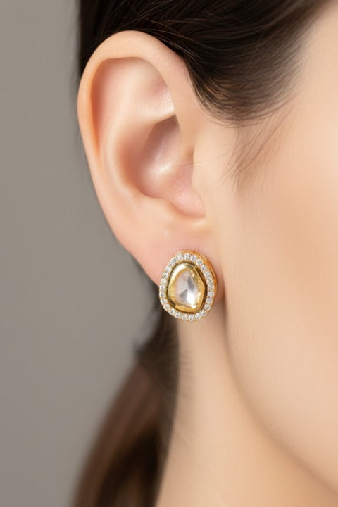 Stunning Gold Plated Kundan Studs Earrings (E992)