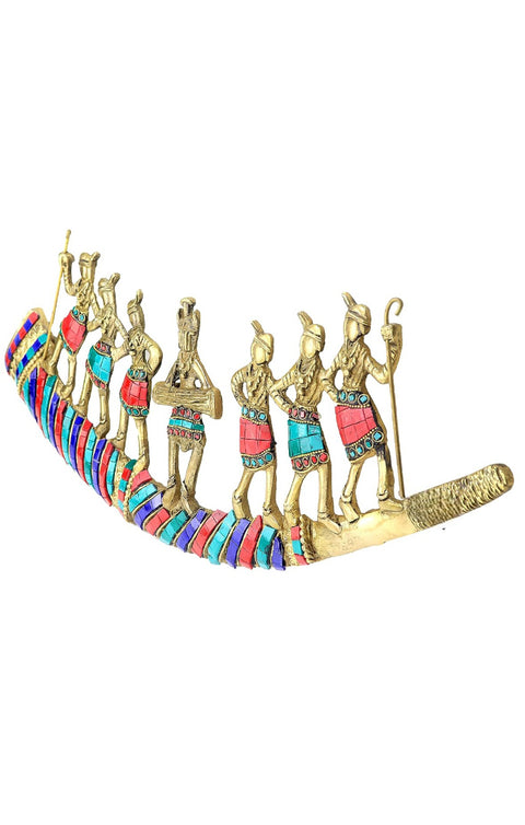 Gemstone Work Tribal Folk Dancers Brass Wall Hanging(Design 78)