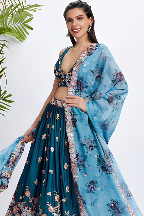 Teal Blue Lehenga