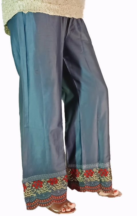 Designer Grey Clour Silk Plazzo for Womens and Girls (D28)