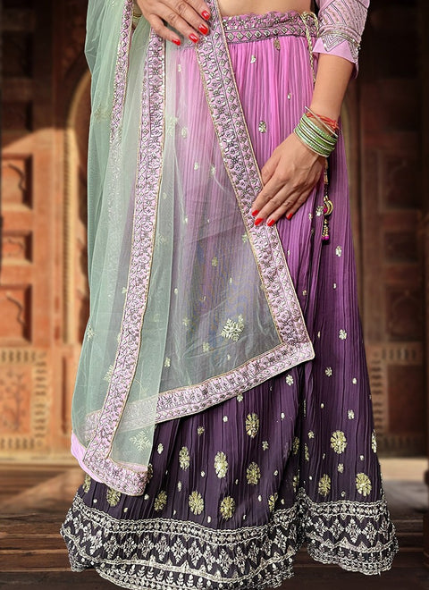 Designer Purple Georgette Stylish Readymade Lehenga Choli (D194D)