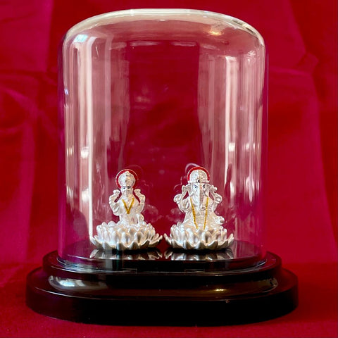 999 Pure Silver Oval Lakshmi Ganesha Idol