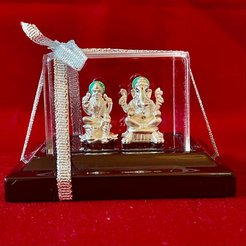 999 Pure Silver Rectangular Lakshmi Ganesh Idol