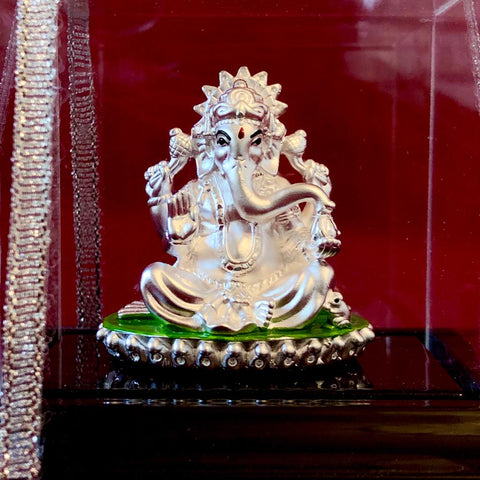 999 Pure Silver Rectangular Auspicious Ganesh Idol