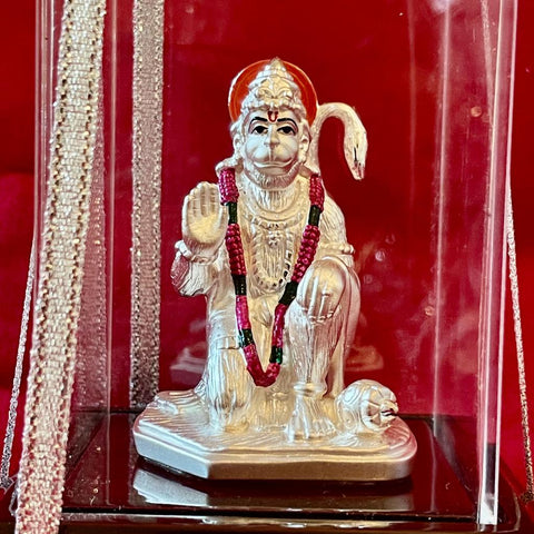 999 Pure  Silver Square Shaped Hanuman Ji Idol