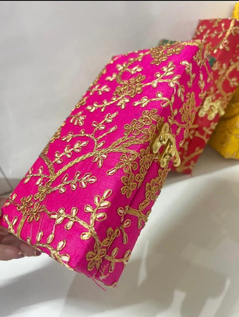 Handmade Embroidered Multicolor Shagun Box, Indian Wedding Gift Box, Wedding Favor Box