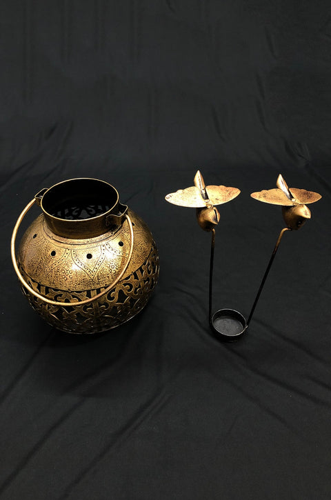 Metallic Iron Lota Shape Candle tealight Holder (Design 175)