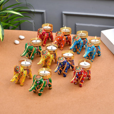 Handmade Elephant Tealight holder for bedroom, dining, Diwali, Navratri home decor