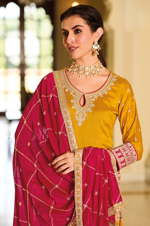Designer Yellow Color Suit with Patiala Salwar & Dupatta in Silk Zari with Emboidery Work (D1041)