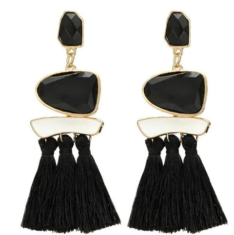 Ethnic Statement Tassel Drop Earrings (Design 776)