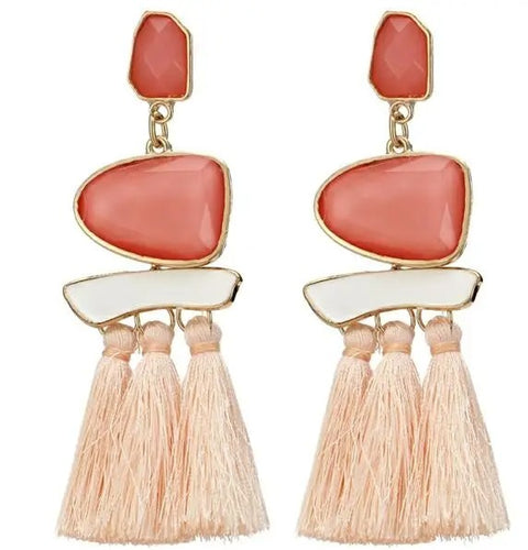 Ethnic Statement Tassel Drop Earrings (Design 776)