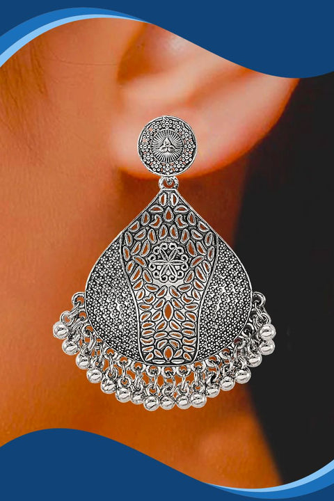 Oxidized German Silver Earrings in Triangular Shape