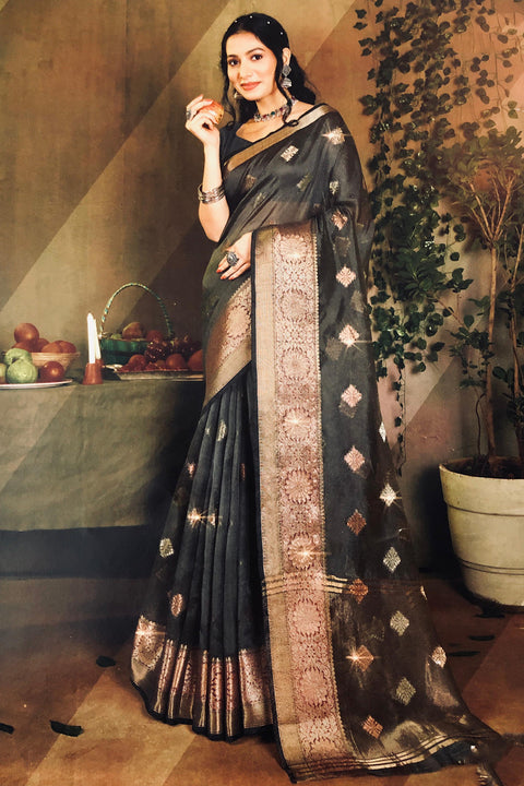 Designer Grey Color Soft Silk Saree For Casual & Party Wear (D756)