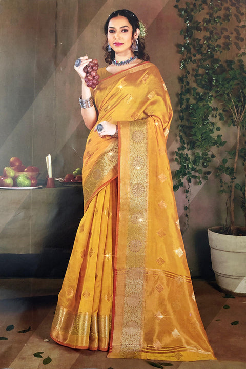 Designer Mustard Yellow Color Soft Silk Saree For Casual & Party Wear (D755)