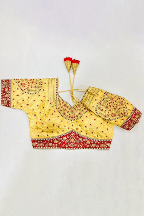 Golden Color Rajwadi Wedding Blouse (D1736)