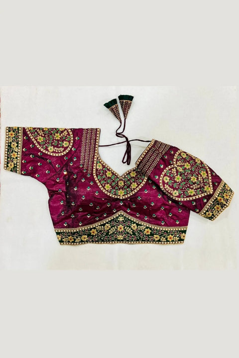 Burgundy Color Rajwadi Wedding Blouse (D1735)