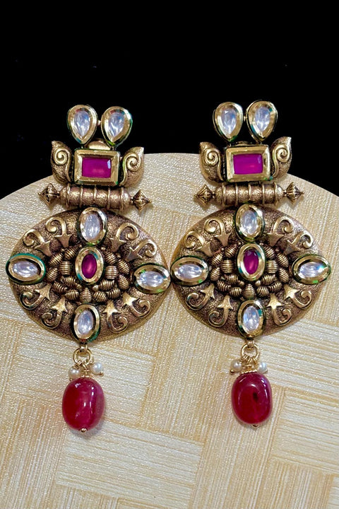 Gold Plated Kundan Premium Earrings (E404)