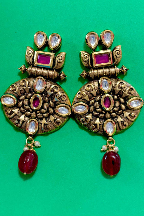 Gold Plated Kundan Premium Earrings (E404)