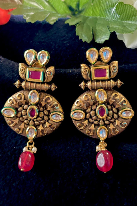 Gold Plated Kundan Premium Earrings (E404)