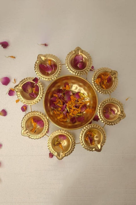 Urli Bowl for Home Decor Decorative Diya Flower Shape Diwali Decoration Items (Design 182)