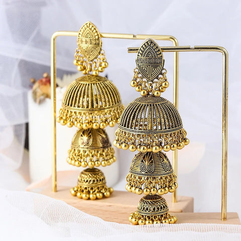 Ethnic Gold Plated Jhumki Earrings (E830)