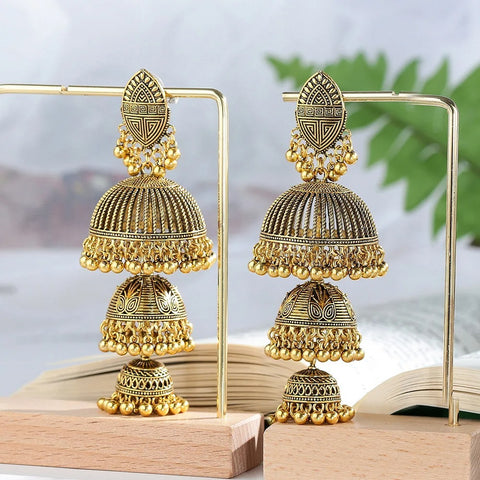 Ethnic Gold Plated Jhumki Earrings (E830)