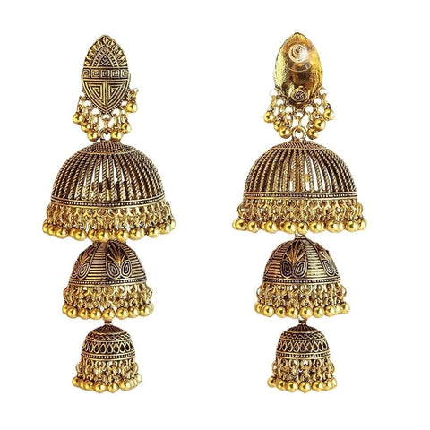 Ethnic Gold Plated Jhumki Earrings (E830)