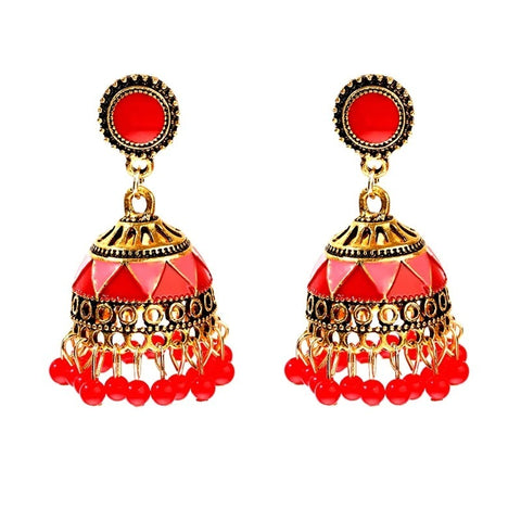 Ethnic Classical Colorful Beads Earrings with Jhumki (E831)