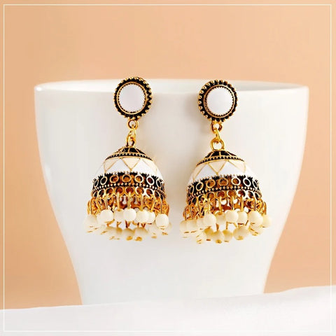 Ethnic Classical Colorful Beads Earrings with Jhumki (E831)