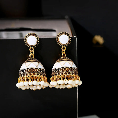 Ethnic Classical Colorful Beads Earrings with Jhumki (E831)