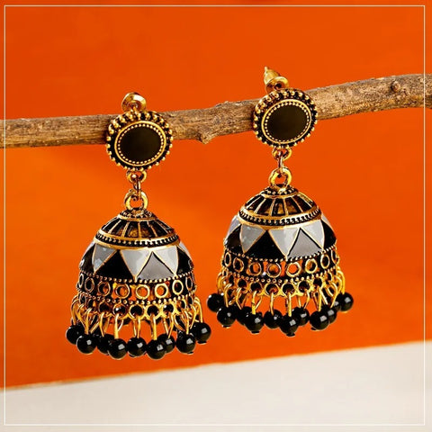 Ethnic Classical Colorful Beads Earrings with Jhumki (E831)